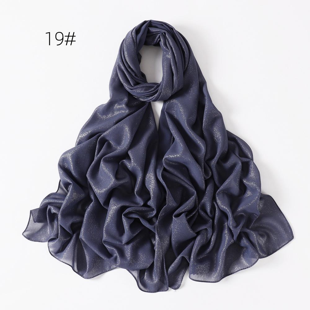 New Style Women's Silver Pearl Chiffon Long Scarf