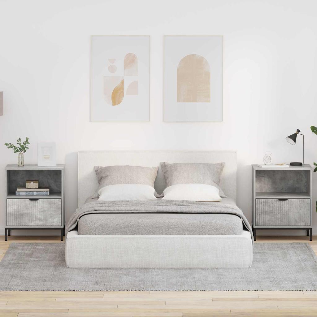 Nightstand 2 Pcs. Concrete Grey 49 x 36 x 61 cm Engineered Wood