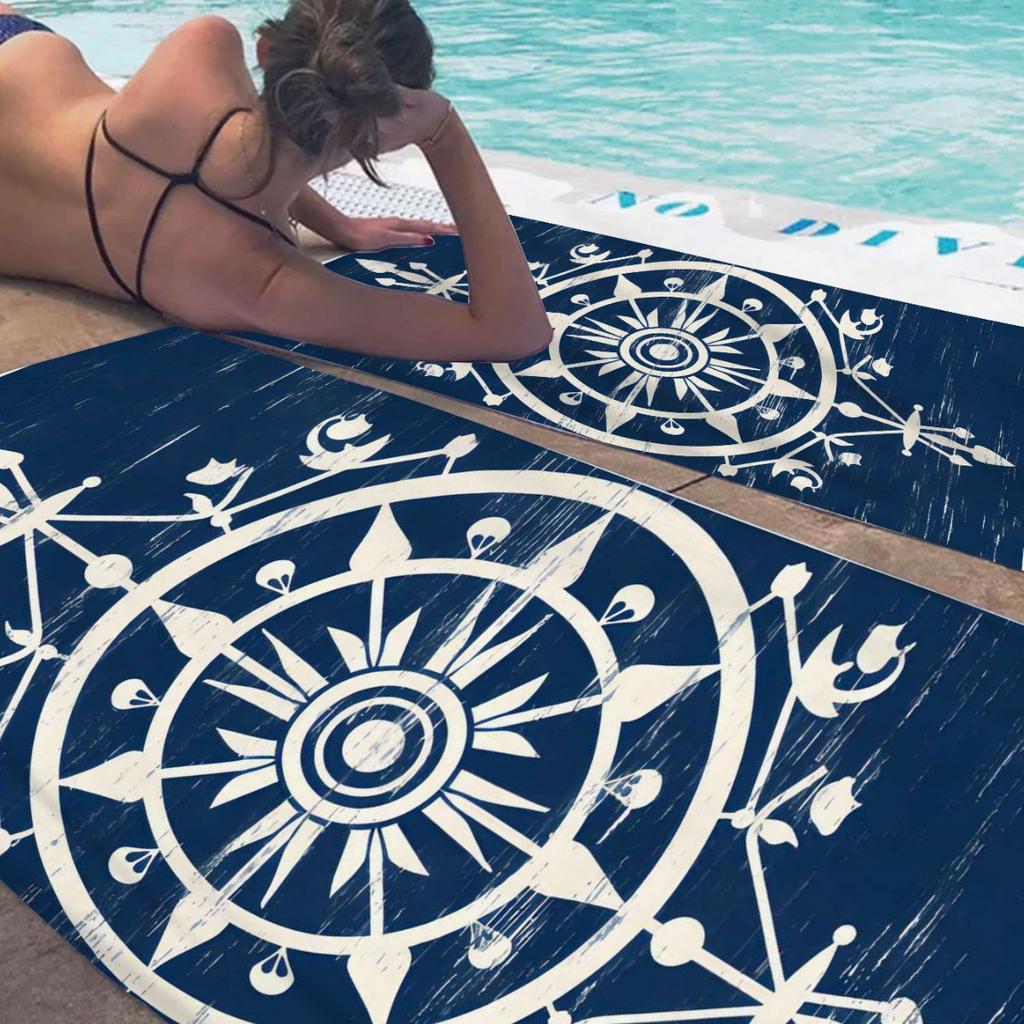 Mantra-Muster digital bedrucktes Polyester Superfeine Faser beidseitiger Fleece Strandurlaub Badetuch, Strandtuch