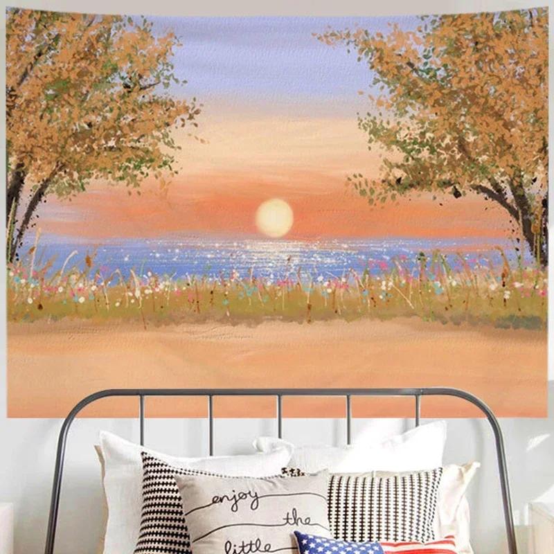 

VIKAMA Pink And Purple Cloud Moon Tapestry Bedroom Headboard Warmth Decorative Hanging InstagramStyle Healing Wall Hanging 74x94cm(29x37in)