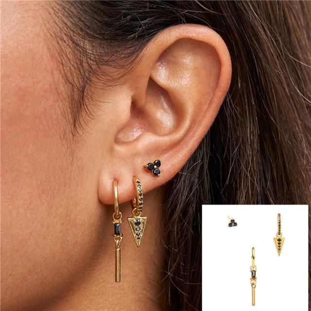 Versilbertes Ohrring-Set 16 Stil 3 Stück/Set Piercing Ohrstecker für Frauen Mädchen Regenbogenfarbe Ohr-Set Pendientes für Frauen Geschenk