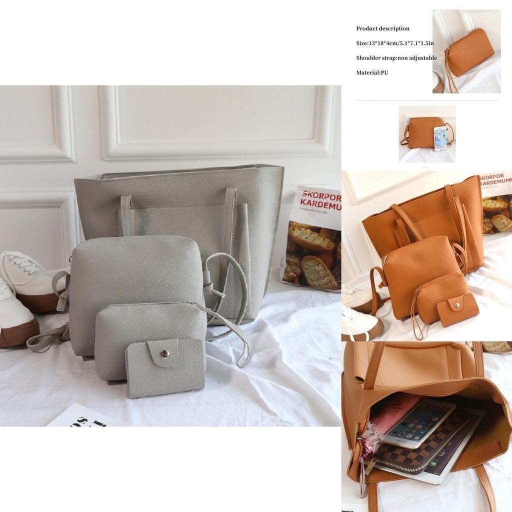 Pattern Lychee 4pcs Womens Bag Single Shoulder Bag Cross Bag Handbag Bag Card