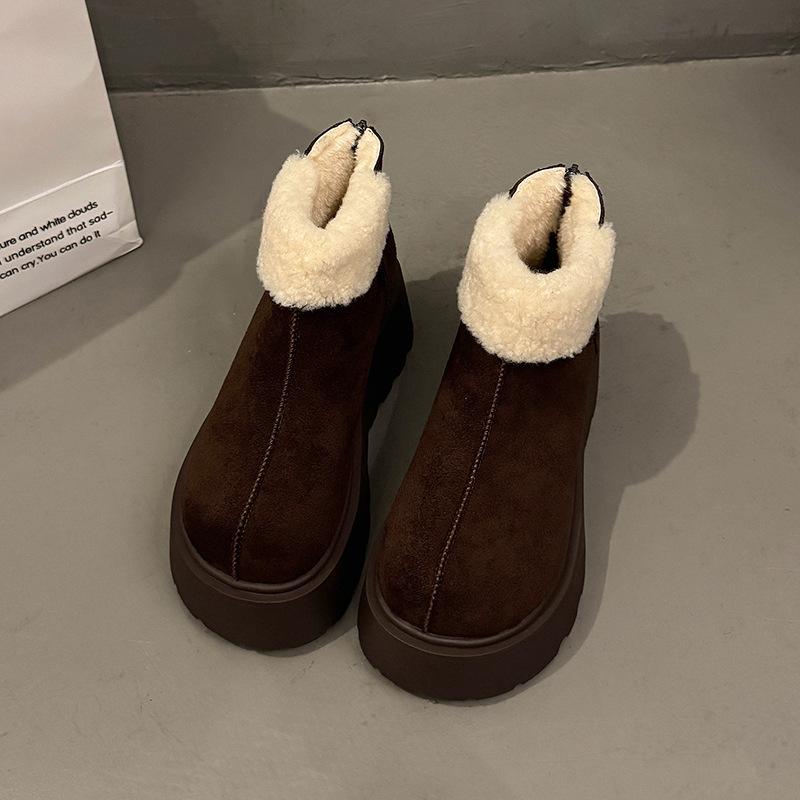 Women's large size soft elastic winter warm cold padded snow boots non-slip wear-resistant outdoor casual sneakers Martin cotton boots