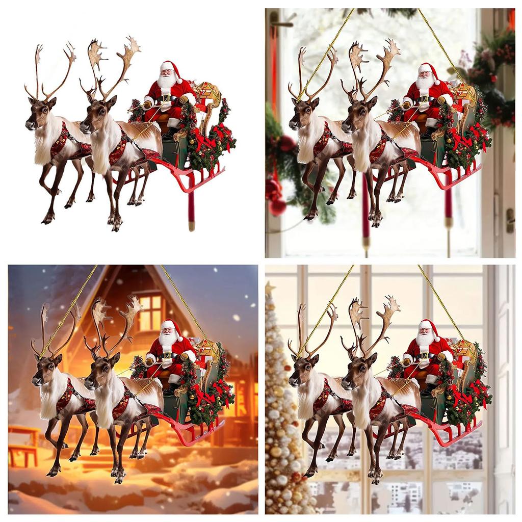 Christmas Decorations Acrylic Santa Reindeer Pendant Window Hangings Decorate Arts And Crafts Crystal Ornament Fast Shipping