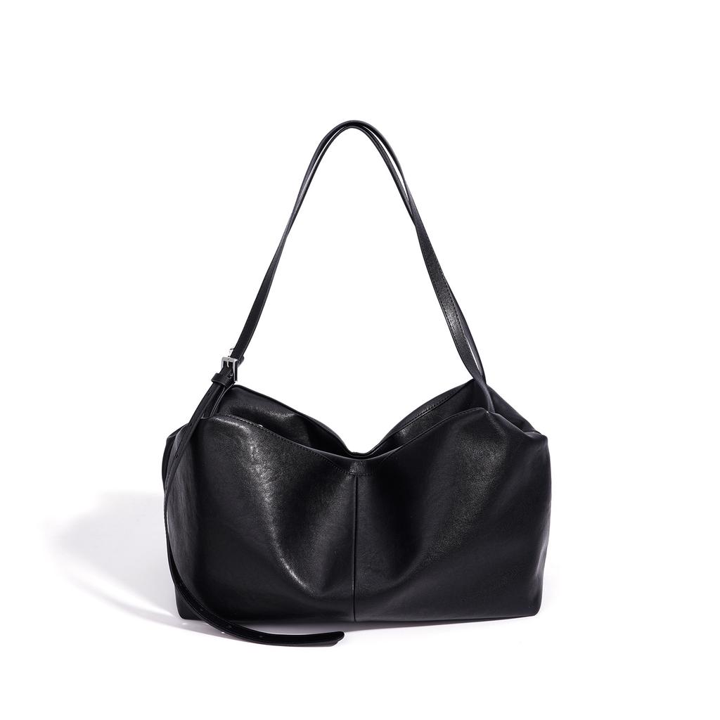 Fashion Women's Bags Versatile Simple Portable Shoulder Bag Large Capacity with Zipper Leather Commuter Tote Bag