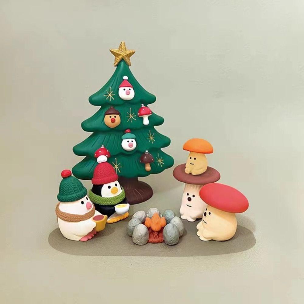 Christmas Tree Christmas Ornaments Mushroom Santa Claus Decoration  Cake Decoration