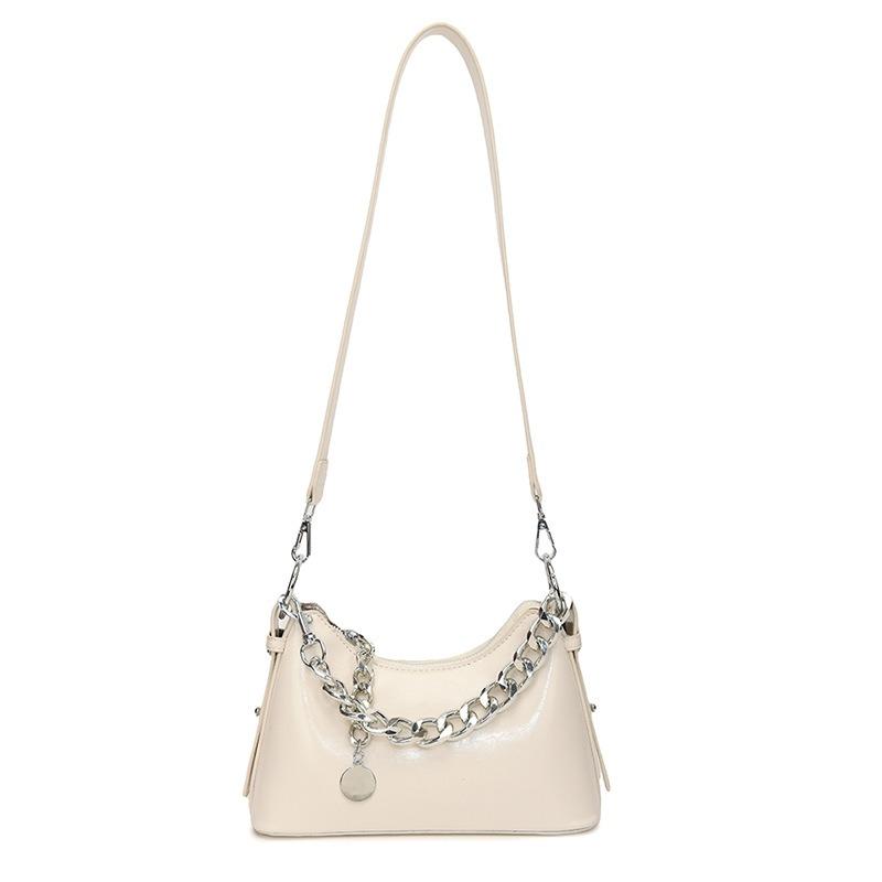 Niche Oil Wax Leather Personalized Chain Underarm Bag Versatile Simple High Sense Casual Messenger Bag Women