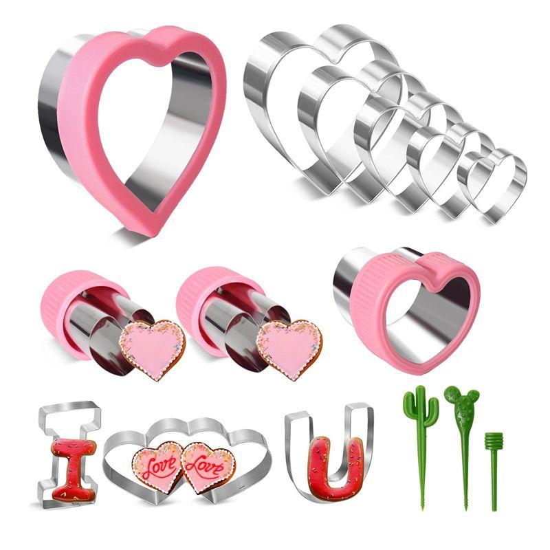 

AEE4-15 Pieces Heart Cookie Cutter Set 9 Sizes Heart Shaped Cookie Cutter, Stainless Steel Valentine Cookie Cutter Set