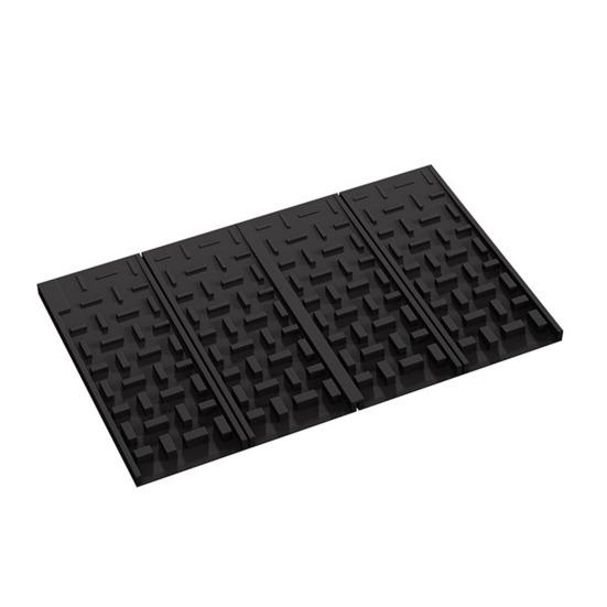 Drain Mat Checkered Four-Fold Silicone Draining Mat with Slope Anti-Slip Dishwasher Safe Quick Water Drainage Kitchen Drying Mat