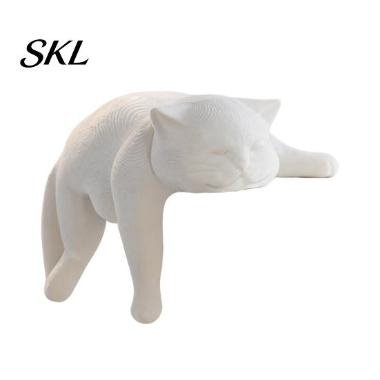 Creative Cat Statue for Tabletop 3D Printed Lazy Figurine, Sleeping Kitten Desk Decor, Cute Animal Modern Ornament Home Office, DIY Paintable