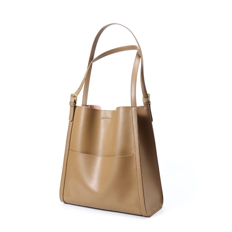 Echtleder Damen Tasche Nische Einzelschultertasche Bucket Bag Modische und Vielseitige Pendler Tragetasche