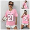 Nieuwste Mode T-shirt Letterprint Raglan Kleurmatching Outdoor Micro-stretch Comfortabel Sport T-shirt Dames Tops Y2k