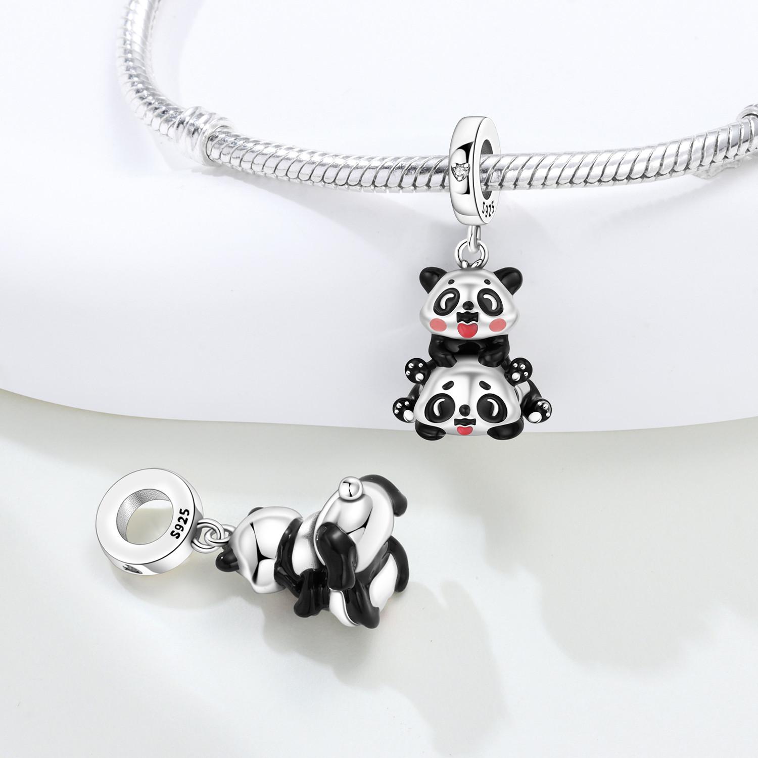 

Copper Animal Chameleon Two Cute Pandas Charms Beads Fit Original Bracelet Necklace Fine Jewelry Women Diy Gifts