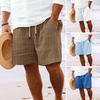 Men Summer Casual Shorts Elastic Waist Adjustable Drawstring Shorts with Reinforced Pockets Solid Color Wide Leg Short Pants