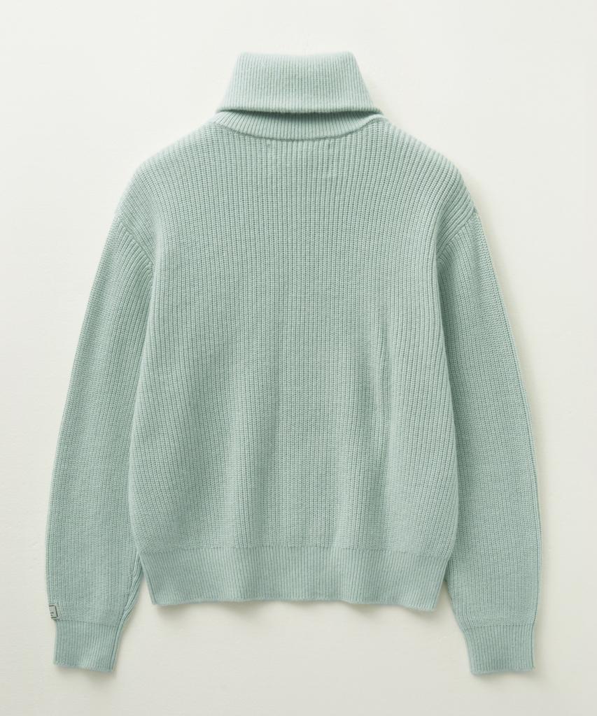 Seteo Button-Up Sailor Half Knit Zip-Up Mint