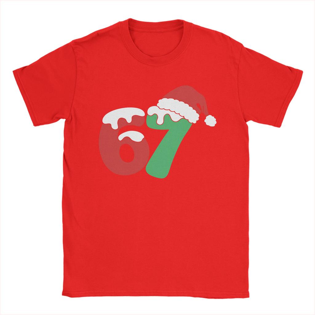 67 Christmas Funny Six Seven Meme T Shirts for Men Cotton Funny TShirt Round Neck Tee Shirt Short Sleeve Tops Graphic Printed