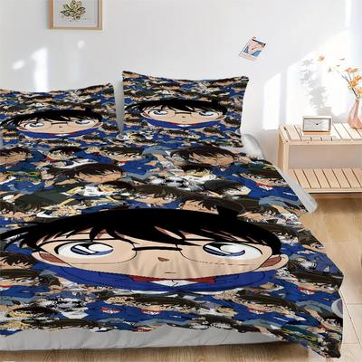 Detective Conan Collage Bedding Set  Comforter Cover Gift for Bedroom,Includes 1 Cover and 2 Pillowcases, No InsertB382