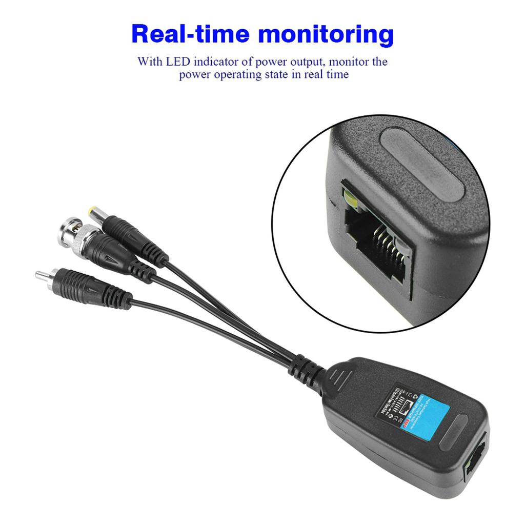 2Pcs HD CVI TVI AHD Passive Power Video Audio Balun Transceiver