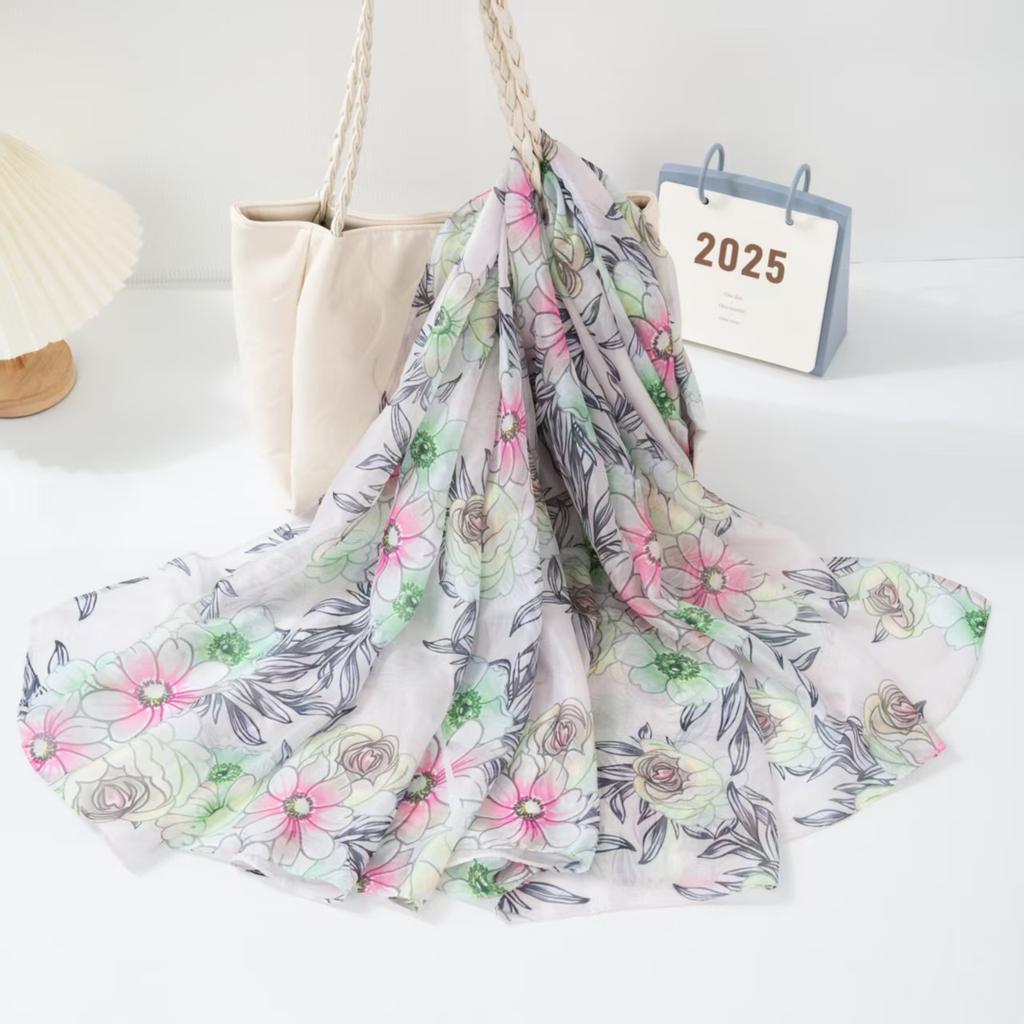 New Silk Scarf Female Fashion Beach Pashmina Bufanda Folral Women Shawl Wraps Bandana Ladies Scarves Large Foulard big Echarpe