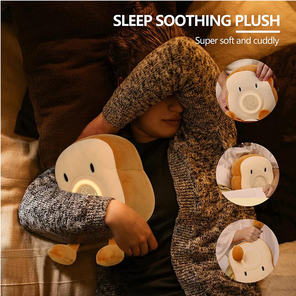 D2 Toast Plush Alarm Clock Lamp Rechargeable Dimmable Bedside Bedroom Clock with Dual Snooze Alarm Kids Cute Decor Night Light