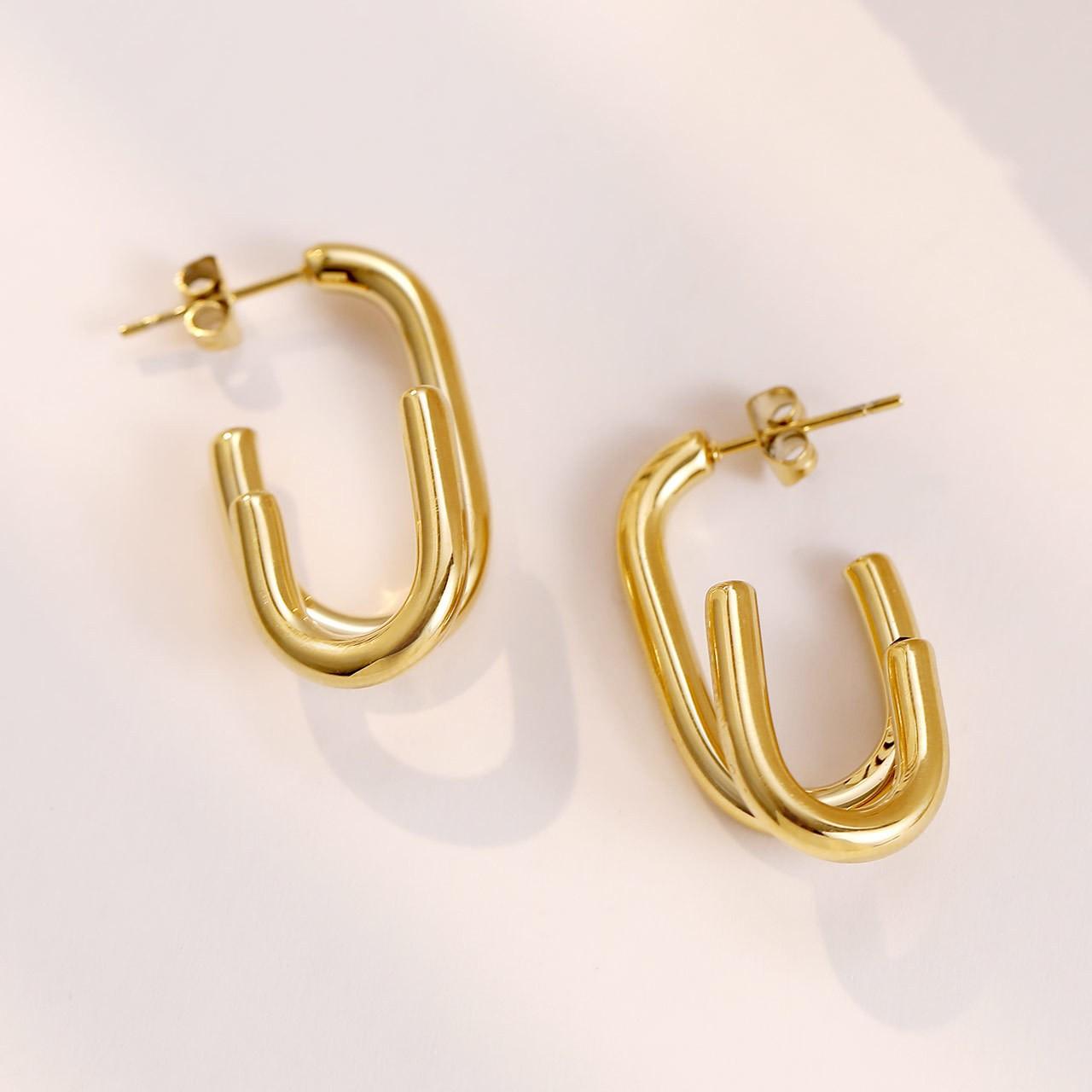 

Многослойные нерегулярные полые модные серьги C-типа, ниша, сенсорное украшение для ушей высокого уровня золотистый