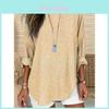 Spring Fashion Womens Striped Cotton Linen Shirt With Patching For Casual Wear