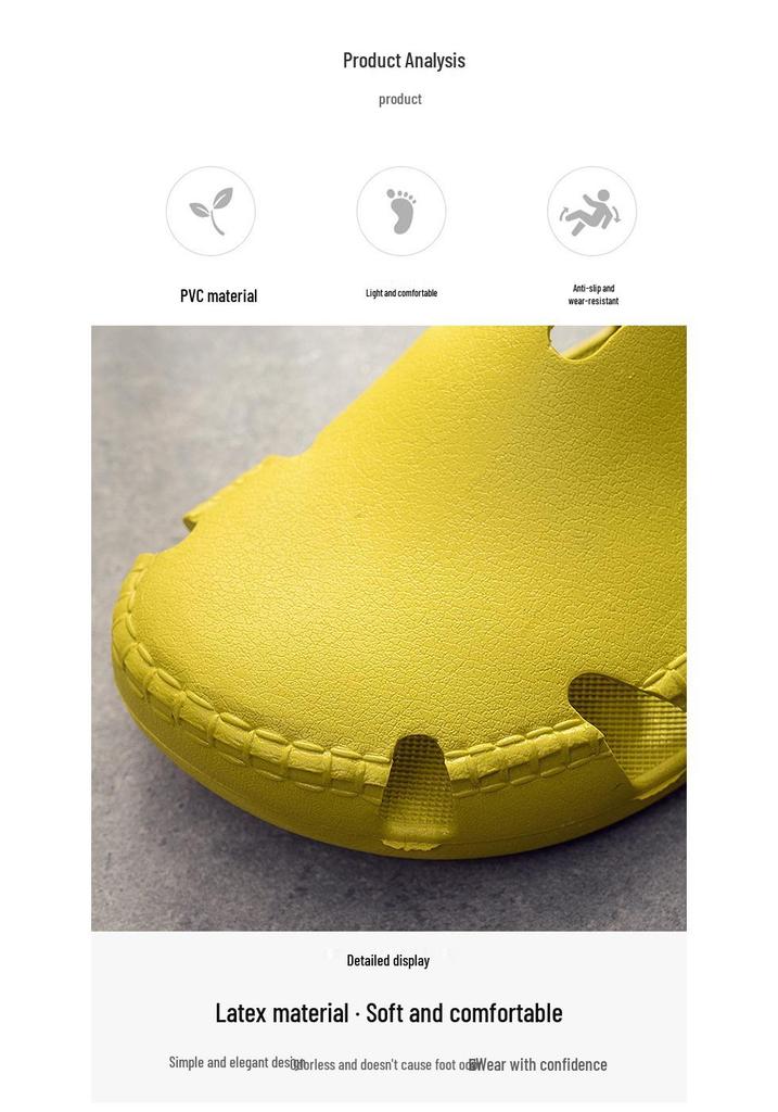 Super Soft Vietnamese Latex Closed-Toe Slippers: Non-Abrasive, Odorless Rubber Casual Shoes with Soft Soles for Men & Women