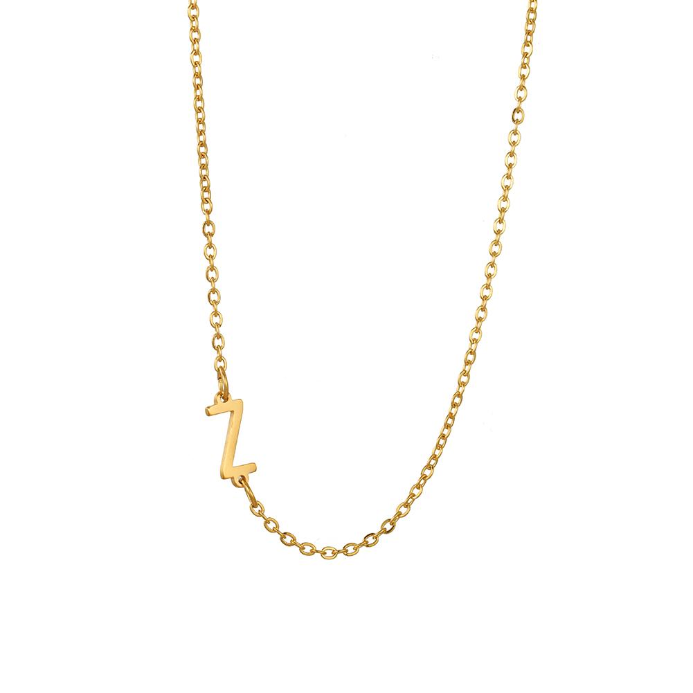 Cazador Sideways Tiny Letter Initial Necklaces A-Z Letters Necklace Stainless Steel Necklace For Women Gift Anniversary Jewelry