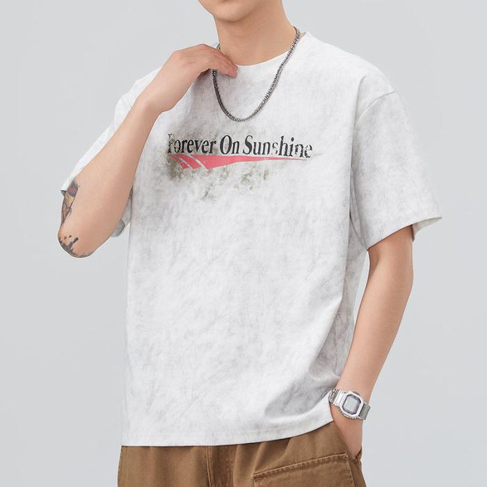 

Новая летняя высококачественная мужская тонкая футболка с коротким рукавом и круглым вырезом свободного кроя M