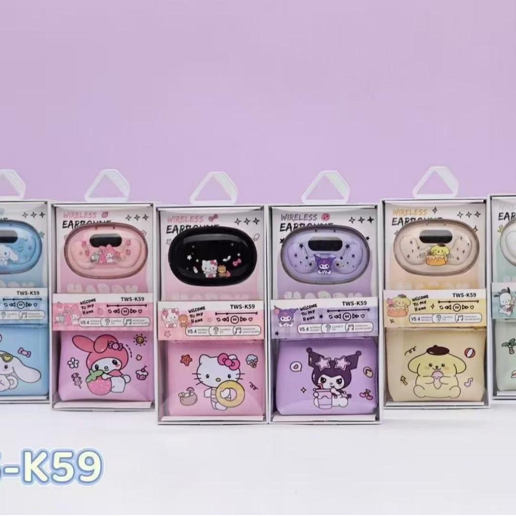 2025 TWS-K59 Bluetooth 5.3 Earphones with Cartoon Coin Purse Wireless Sleep Design