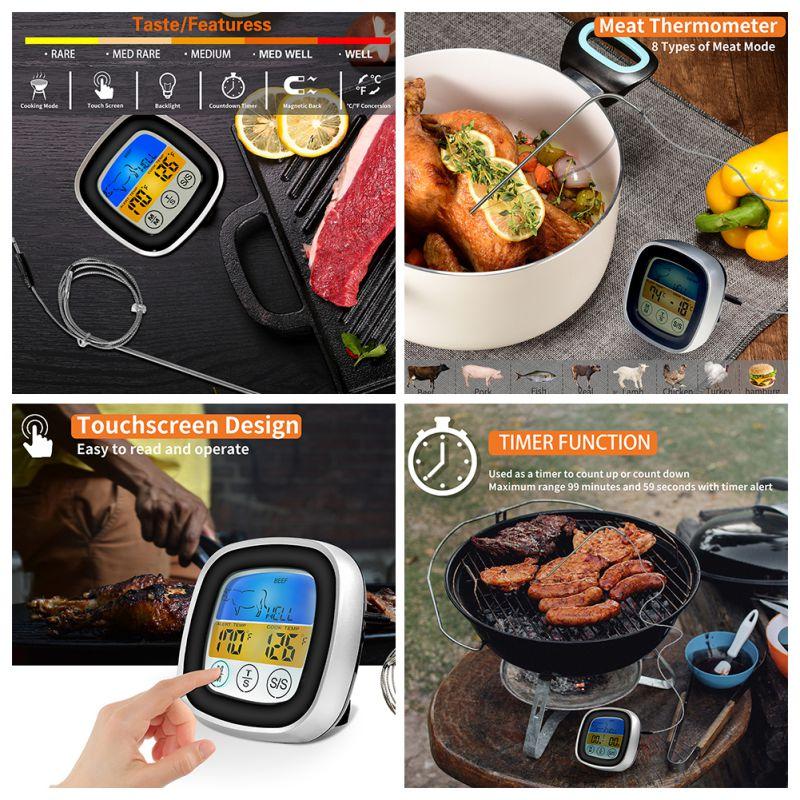 Real Time Reading Digital Meat Thermometer LCD Display 40 Inch Probe For Cooking Oven Barbecue
