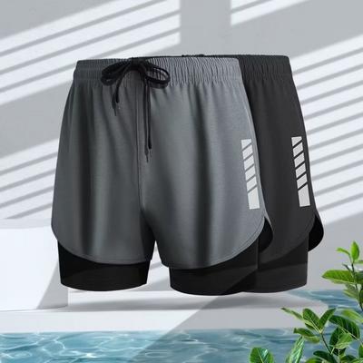 Pantaloncini da bagno da uomo Slim Fit Doppi strati Quick Dry Conservatore traspirante Nuoto con coulisse Elastico in vita Costume da bagno Pantaloncini da jogging per sport acquatici