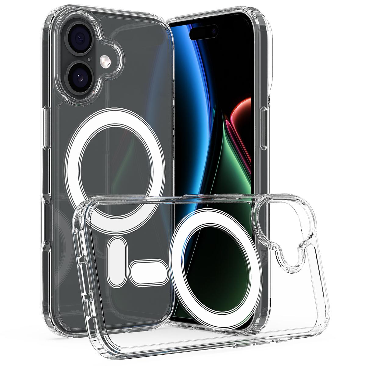 

For iPhone 17 Clear Phone Case Compatible with MagSafe TPU+Acrylic Back Cover Clear
