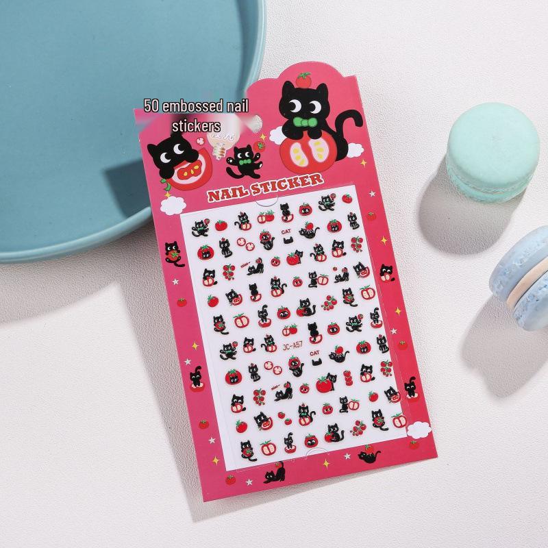 5D Luminous Embossed Princess Nail Stickers for Kids - Cute Non-toxic Cartoon Nail Art for Little Girls