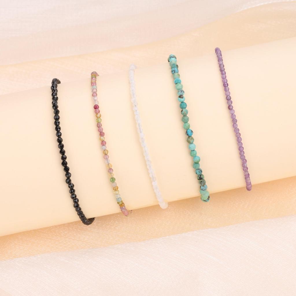 Pulseira Koai 3mm Turmalina Negra Pedra de Outubro para Mulheres