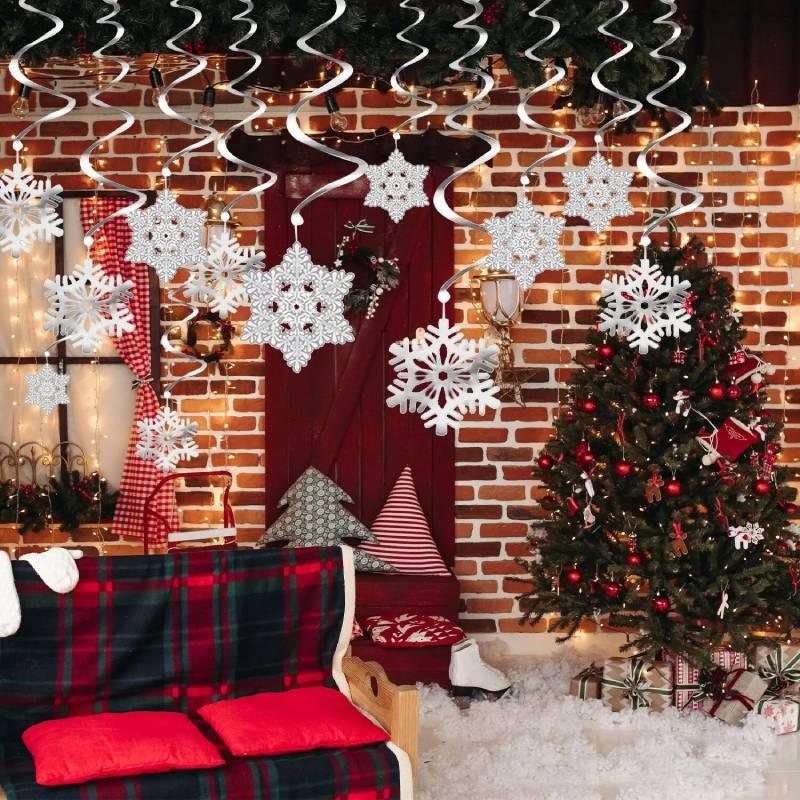 Charming Christmas Snowflake Hanging Decorations With Spiral Design For Festive Displays