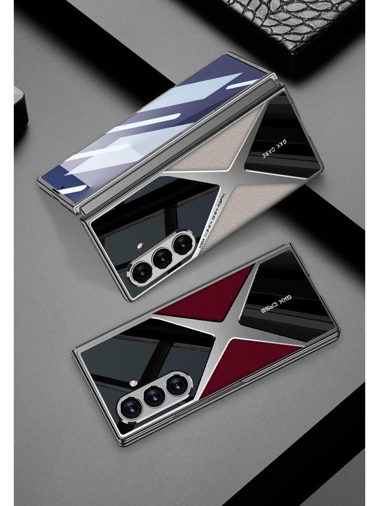 Schutzhülle aus galvanisiertem Leder für Samsung Z Fold7 – stoßfest, elegant und robust für Herren