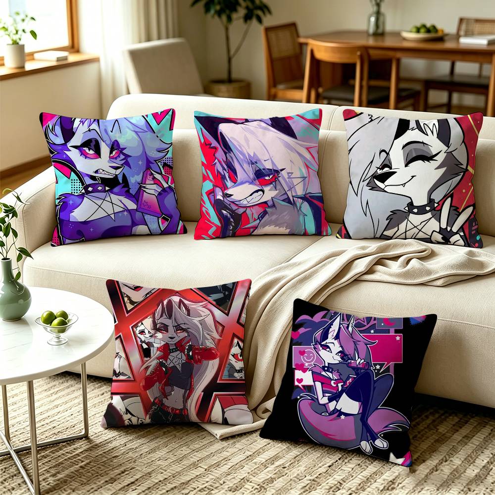 HHelluva Boss Loona Hellhound Teen Demon Pillow Case Square DoubleSided Sofa Cushion Cover Bedroom Bedside Pillow