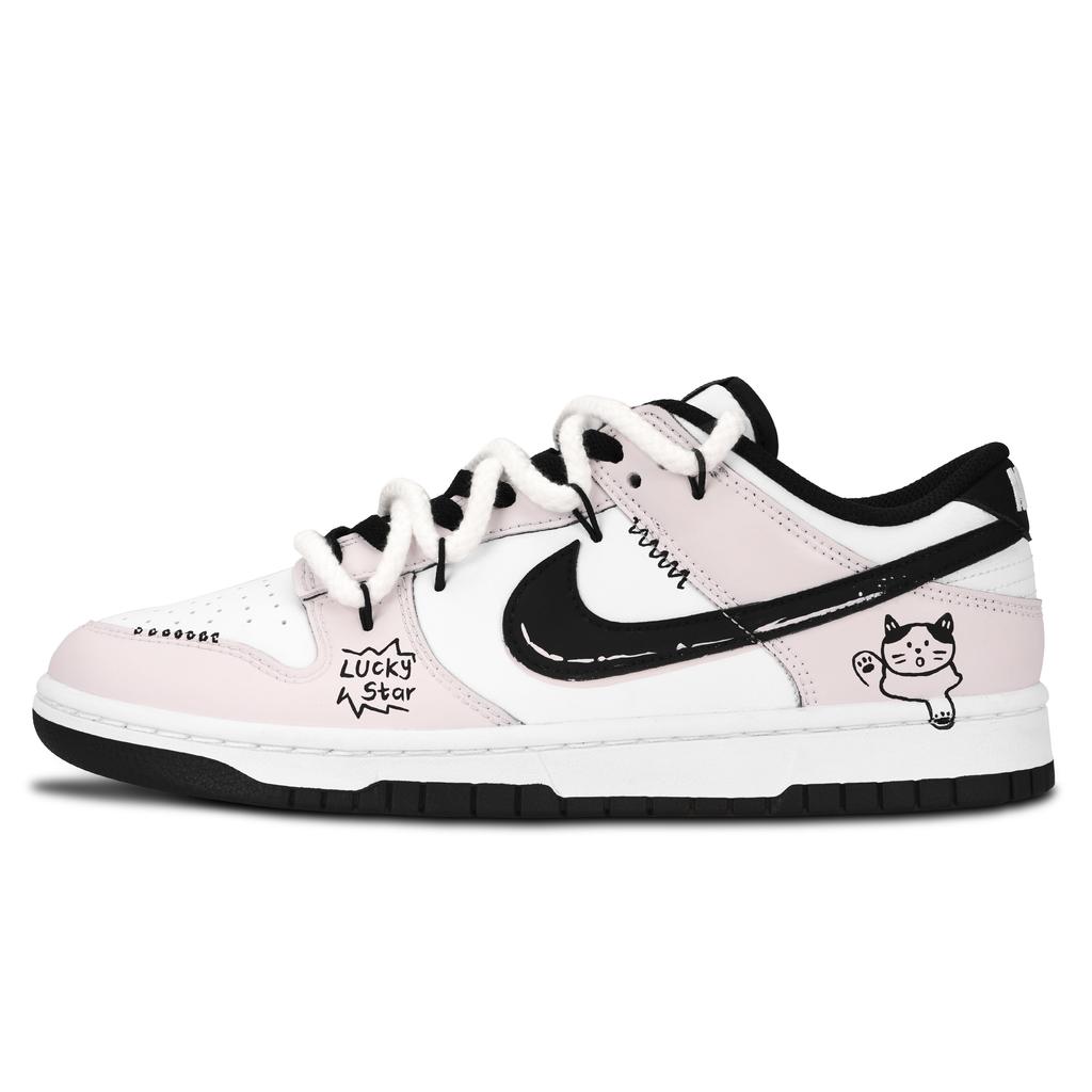 Nike Dunk Black White, Lucky Kitten Abrasion Resistant Abrasion Resistant Low Top Skateboard Shoes Unisex Light Pink DD1391-100(Team883-)