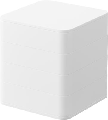 Yamazaki Jitsugyo Schmuckablage 4 Etagen Quadratisch Weiß B9 x T9 x H10cm Tower mit Deckel Schmuckkästchen Schmuckaufbewahrung 1753