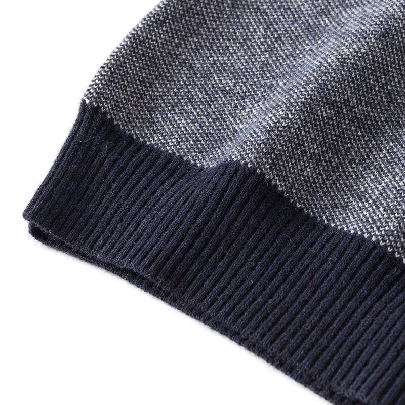 Hengyuanxiang Men's 100% Wool Colorblock Round Neck Knit Sweater