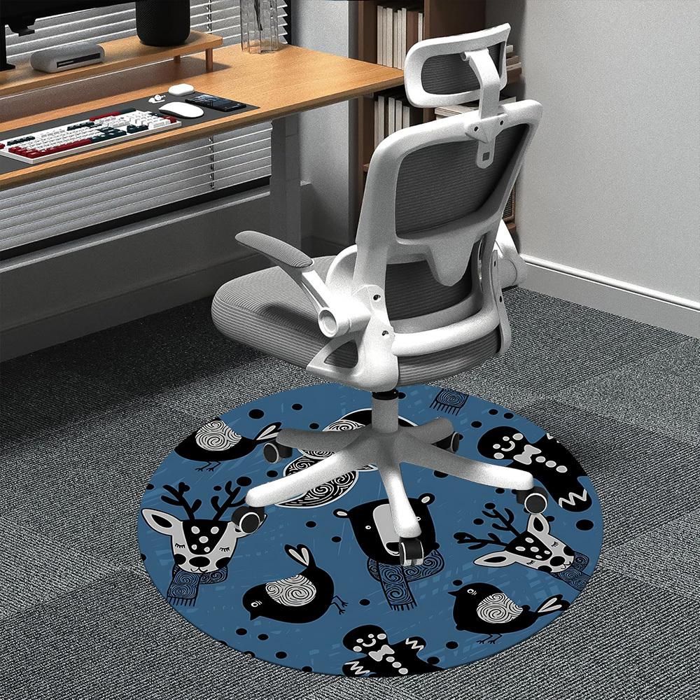 

1pc Santa Claus Elk Office Round Area Rug, Indoor Mat Suitable ForOffice, Under Office Chairs Bedroom Living Room Home Decor, Room Deco n59 80cm by 80cm