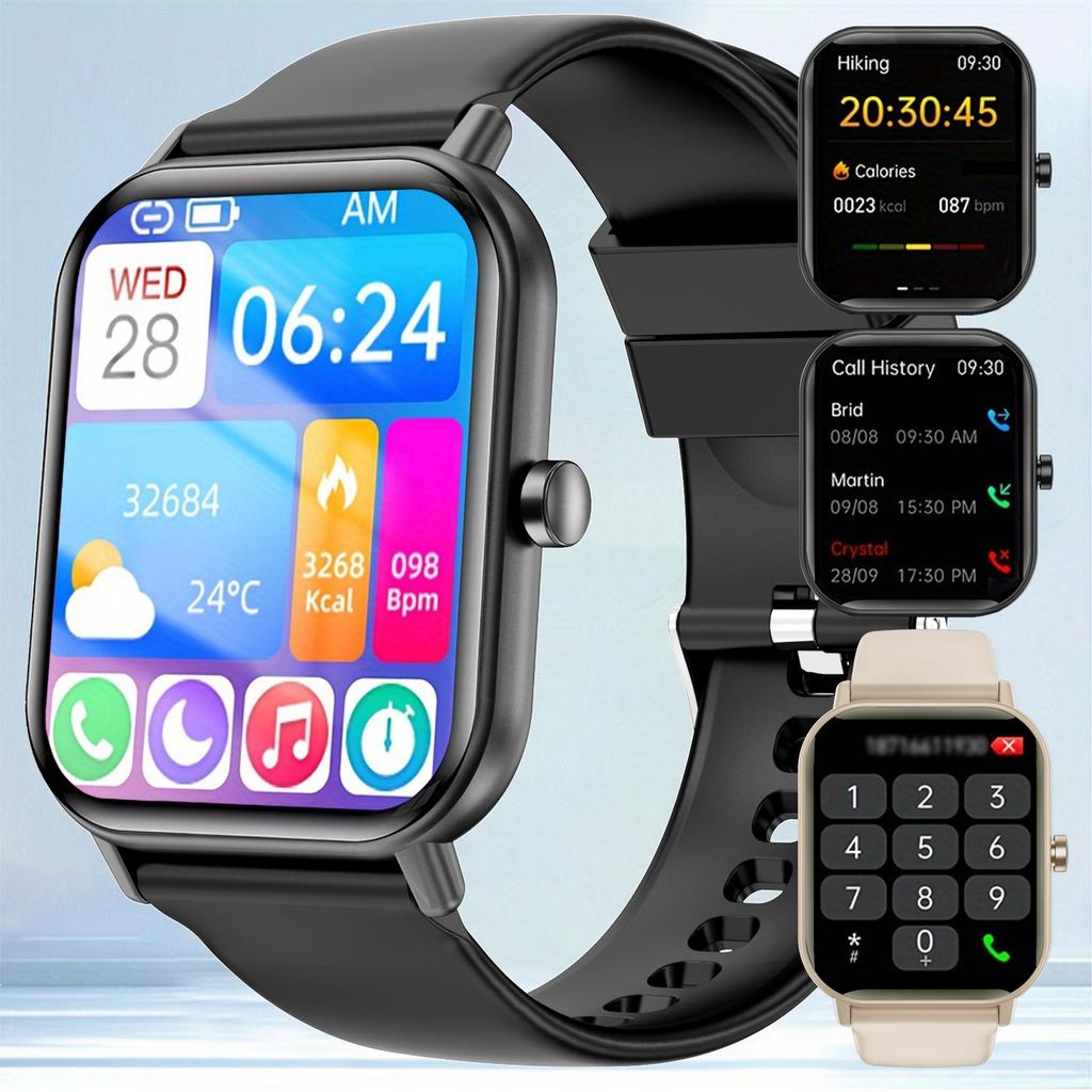 Men's/Women's Smart Watch, QTLLBT Heart Rate, Sleep Monitoring, Waterproof Smart Watch, Pedometer, with Wireless Call and Message Reminder