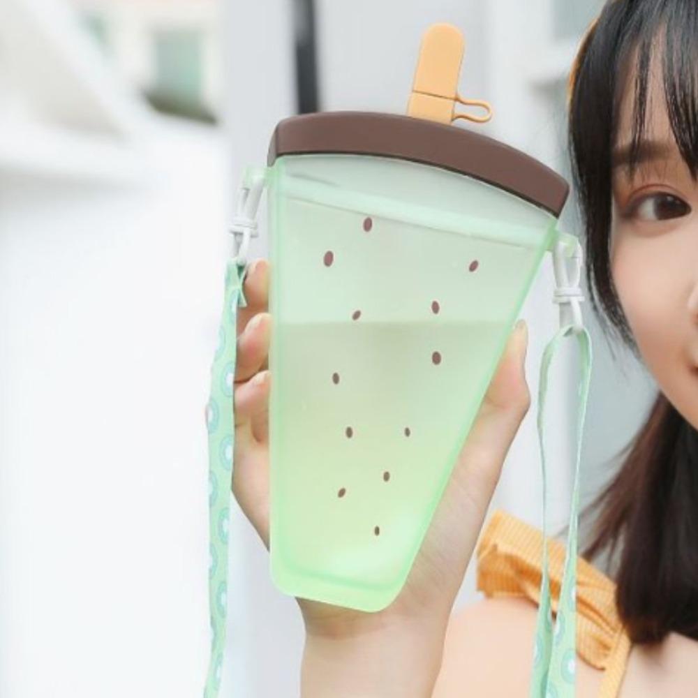 

Пластиковые бутылки для воды Арбуз Детская сумка через плечо Чашка для воды Милая соломинка Чашка для сока зелёный