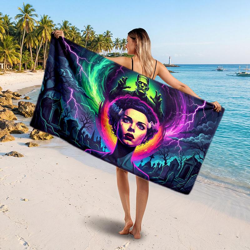 Large Beach TowelBride of Frankenstein Soft Absorbent Towel Beach Bath Home Use