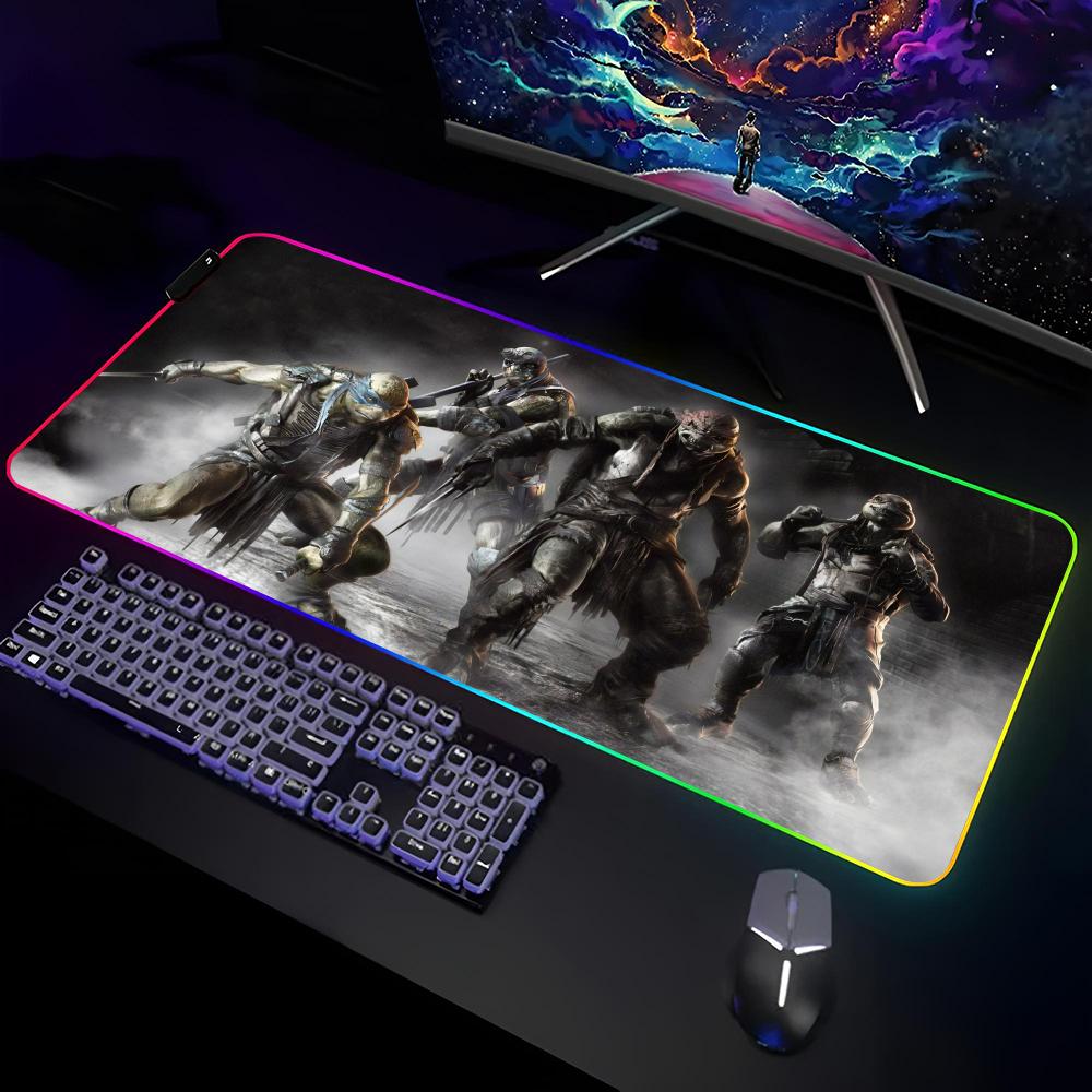 T-Teenage Mutant N-Ninja-Turtles Mouse Pad Gamer RGB Deskmat Keyboard Mat Gaming Laptops LED Mousepad Desk Protector Anime Mause
