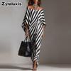 Summer Women's Fashion Street Style New Loose Striped One-Shoulder Dress for Women