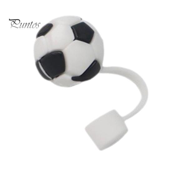 4 ks silikonové uzávěry na brčka 10mm tvar sportovního míče Sportovní láhev na slámu Kryt proti prachu Netěsnost proti vytečení Opakovaně použitelné pohárky Přetáčky na brčko Pití