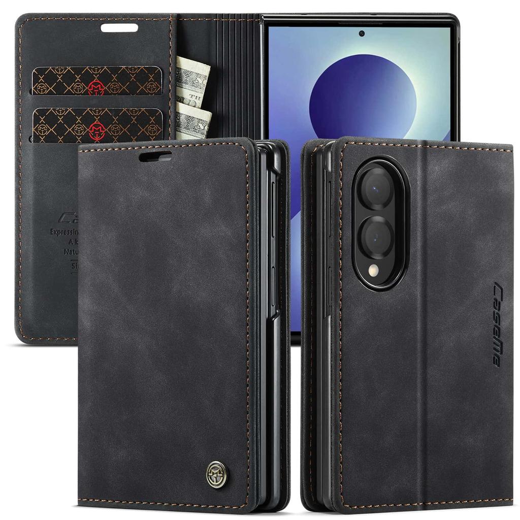 Smūgiams atsparus odinis dėklas Samsung Galaxy Z Fold 8 Flip Piniginė-dėklas Kortelių laikiklis Magnetinis užsegimas Apsauginis dangtelis su stoveliu