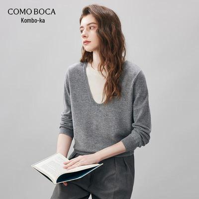 Commomboca Women's Faux Two-Piece Wool Knit Sweater